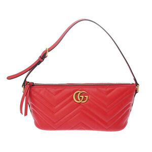 GUCCI GG Marmont Red Leather Shoulder Bag